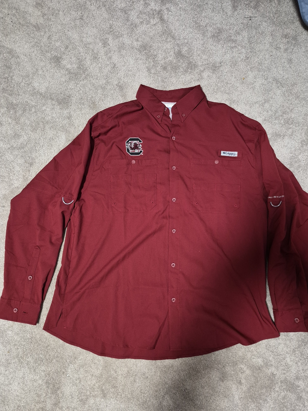 Columbia Men's Maroon Long-Sleeve Button-Down Shirt with Gamecocks Patch